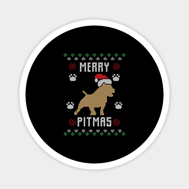 Merry Christmas Pitmas Xmas Gift Ugly Magnet by Gufbox